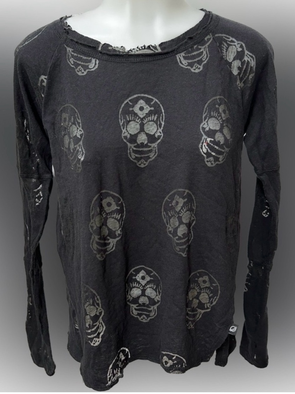 Terez Black Burnout Skull Pattern Top.  Size large.